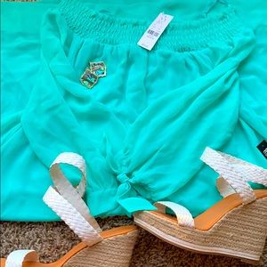 Boho off the shoulder flowy lined dress